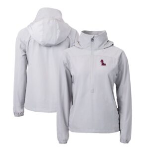 Women's Cutter & Buck  Gray Ole Miss Rebels Charter Eco Recycled Half-Zip Anorak Jacket