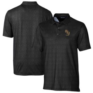 Men's Cutter & Buck  Black Florida State Seminoles Alumni Logo Pike Micro Floral Print Stretch Polo