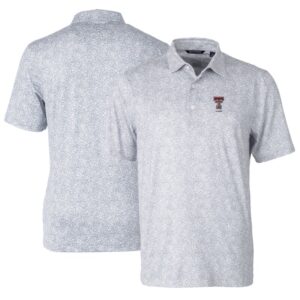 Men's Cutter & Buck Gray Texas Tech Red Raiders Alumni Logo Pike Constellation Print Stretch Polo