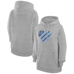 Women's G-III 4Her by Carl Banks  Heather Gray Kansas City Royals Heart Fleece Pullover Hoodie