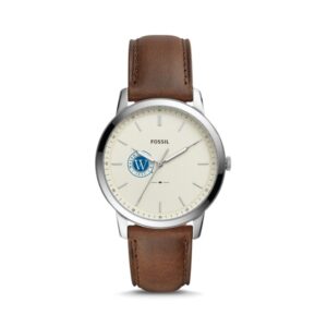 Men's Fossil  Silver Walsh College The Minimalist Brown Leather Watch