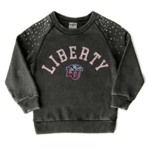 Girls Youth Gameday Couture  Charcoal Liberty Flames Don't Blink Studded Long Sleeve T-Shirt