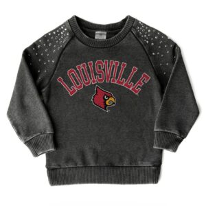 Girls Youth Gameday Couture  Charcoal Louisville Cardinals Don't Blink Studded Long Sleeve T-Shirt