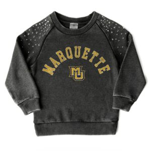 Girls Youth Gameday Couture  Charcoal Marquette Golden Eagles Don't Blink Studded Long Sleeve T-Shirt