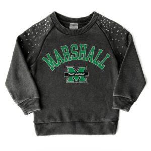 Girls Youth Gameday Couture  Charcoal Marshall Thundering Herd Don't Blink Studded Long Sleeve T-Shirt