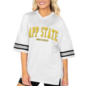 Women's Gameday Couture  White Appalachian State Mountaineers Option Play Oversized Mesh Fashion Jersey