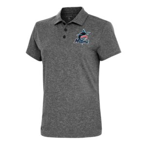 Women's Antigua  Heather Black Miami Marlins Motivated Polo