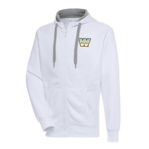Men's Antigua  White WWE Victory Full-Zip Hoodie