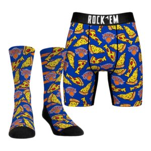 Men's Rock Em Socks  New York Knicks NY Style Pizza Underwear and Crew Socks Combo Pack