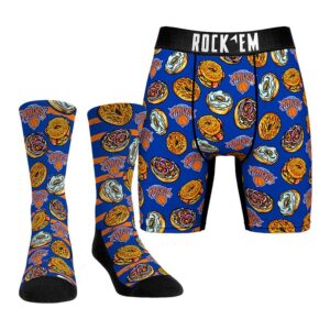 Men's Rock Em Socks  New York Knicks NY Style Bagels Underwear and Crew Socks Combo Pack