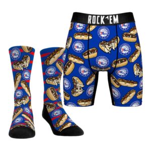 Men's Rock Em Socks  Philadelphia 76ers Cheesesteaks Underwear and Crew Socks Combo Pack