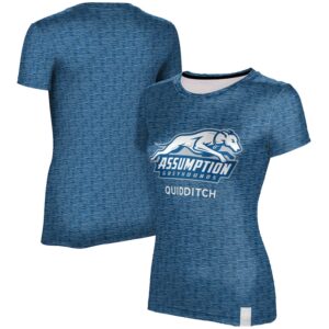 Women's ProSphere  Blue Assumption Greyhounds Quidditch Logo T-Shirt