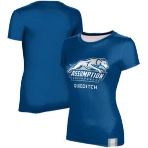 Women's ProSphere  Blue Assumption Greyhounds Quidditch Logo T-Shirt