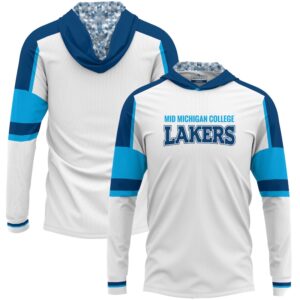 Men's ProSphere  White Mid Michigan College Throwback Logo Long Sleeve Hoodie T-Shirt