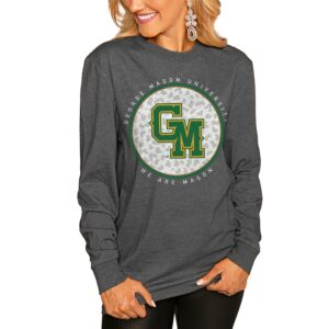 Women's Gameday Couture  Charcoal George Mason Patriots Circle Graphic Fitted Long Sleeve T-Shirt