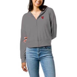 Women's League Collegiate Wear  Gray Tampa Spartans All Day Midi Full-Zip Cropped Hoodie