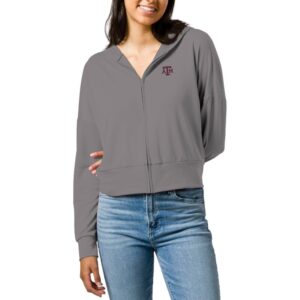 Women's League Collegiate Wear  Gray Texas A&M Aggies All Day Midi Full-Zip Cropped Hoodie