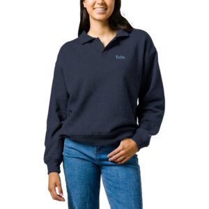 Women's League Collegiate Wear Heather Navy Tufts University Jumbos Victory Springs Tri-Blend Collared Pullover Sweatshirt