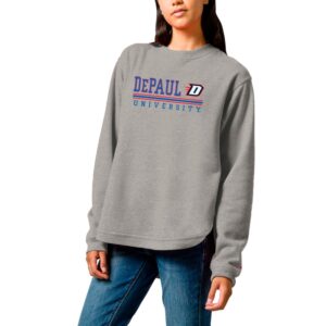 Women's League Collegiate Wear  Heather Gray DePaul Blue Demons Victory Springs Tri-Blend Fleece Pullover Sweatshirt