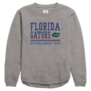 Women's League Collegiate Wear  Heather Gray Florida Gators Victory Springs Tri-Blend Fleece Pullover Sweatshirt