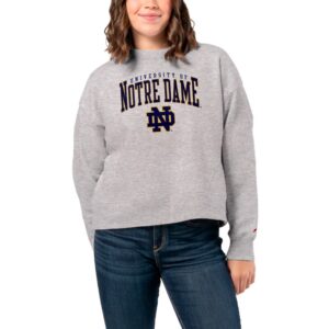 Women's League Collegiate Wear  Ash Notre Dame Fighting Irish 1636 Boxy Pullover Sweatshirt