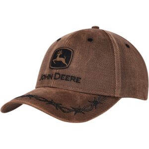 Men’s Brown John Deere Oil Skin Trademark Adjustable Hat