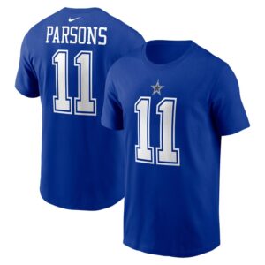 Men's Nike Micah Parsons  Royal Dallas Cowboys  Player Name & Number T-Shirt