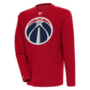 Men's Antigua  Red Washington Wizards Flier Bunker Pullover Sweatshirt