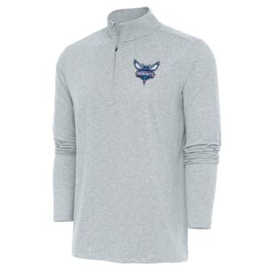 Men's Antigua  Heather Gray Charlotte Hornets Hunk Quarter-Zip Pullover Top