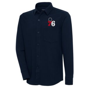 Men's Antigua  Navy Philadelphia 76ers Steamer Button-Up Shacket