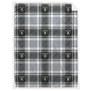 Pegasus  Las Vegas Raiders 60" x 90" Plaid Logo Box Royal Plush Sherpa Blanket