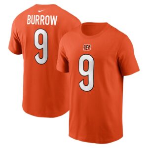 Men's Nike Joe Burrow  Orange Cincinnati Bengals  Player Name & Number T-Shirt