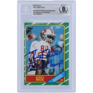 Jerry Rice San Francisco 49ers Autographed 1986 Topps Series 1 #161 Beckett Fanatics Witnessed Authenticated Rookie Card with "3X SB Champ" Inscription