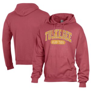 Men's Comfort Wash  Crimson Tuskegee Golden Tigers Lightweight Fleece Pullover Hoodie