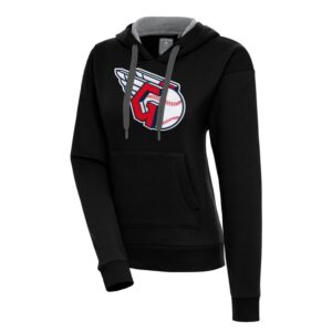 Women's Antigua  Black Cleveland Guardians Victory Pullover Hoodie