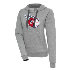 Women's Antigua  Heather Gray Cleveland Guardians Victory Pullover Hoodie