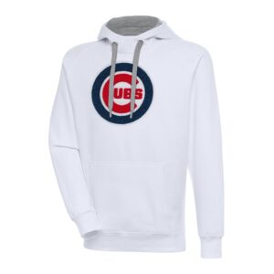 Men's Antigua  White Chicago Cubs Victory Chenille Pullover Hoodie