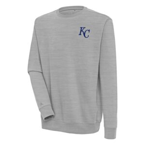 Men's Antigua  Heather Gray Kansas City Royals Victory Pullover Sweatshirt