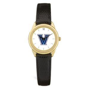 Women's  Gold Villanova Wildcats Black Leather Wristwatch