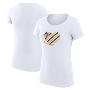 Women's G-III 4Her by Carl Banks White Boston Bruins Heart Fitted T-Shirt