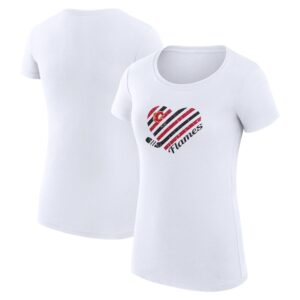 Women's G-III 4Her by Carl Banks White Calgary Flames Heart Fitted T-Shirt