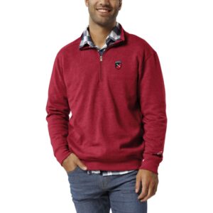Men's League Collegiate Wear  Heather Red Northeastern Huskies  Heritage Tri-Blend Quarter-Zip Pullover Sweatshirt
