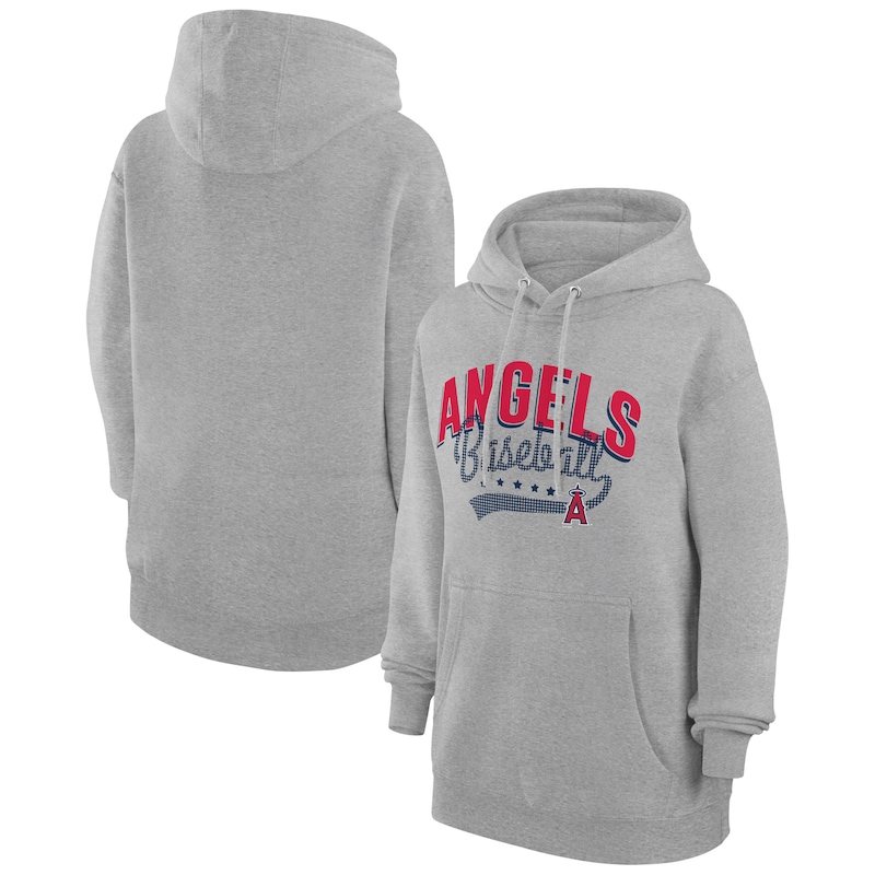 Women's G-III 4Her by Carl Banks Heather Gray Los Angeles Angels Filigree Team Pullover Hoodie