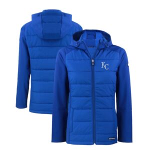 Women's Cutter & Buck  Royal Kansas City Royals Evoke Hybrid Eco Softshell Recycled Full-Zip Hoodie Jacket