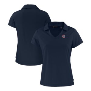Women's Cutter & Buck  Navy Chicago Cubs Daybreak Eco Recycled V-Neck Polo