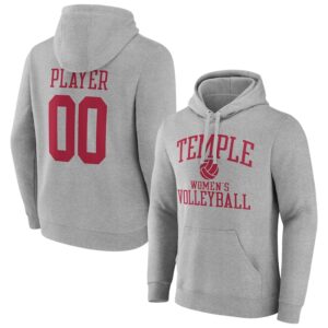 Men's  Gray Temple Owls Women's Volleyball Pick-A-Player NIL Gameday Tradition Pullover Hoodie
