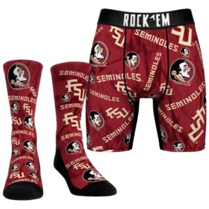 Men's Rock Em Socks  Florida State Seminoles All-Over Underwear and Crew Socks Combo Pack