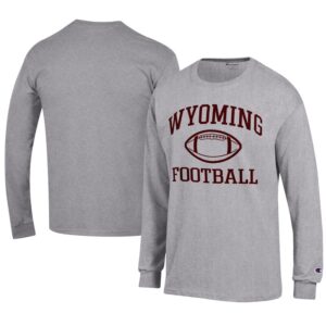 Men's Champion  Gray Wyoming Cowboys Football Jersey Long Sleeve T-Shirt