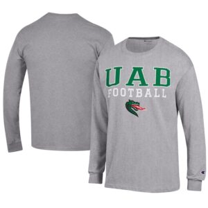 Men's Champion  Gray UAB Blazers Football Jersey Long Sleeve T-Shirt