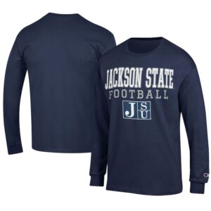 Men's Champion  Navy Jackson State Tigers Football Jersey Long Sleeve T-Shirt